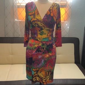 Boston Proper colorful form fitted dress New